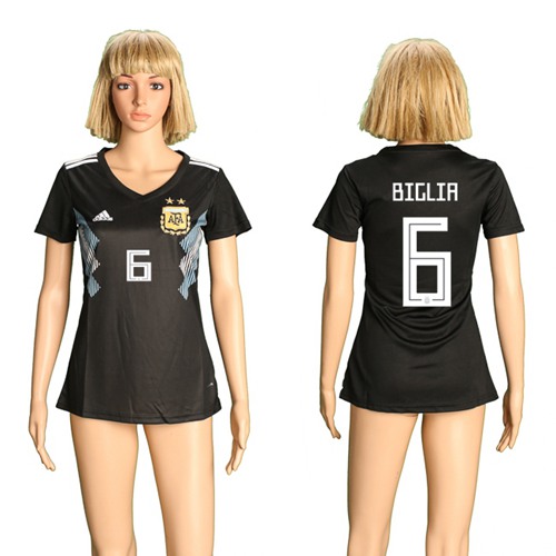 Women's Argentina #6 Biglia Away Soccer Country Jersey - Click Image to Close